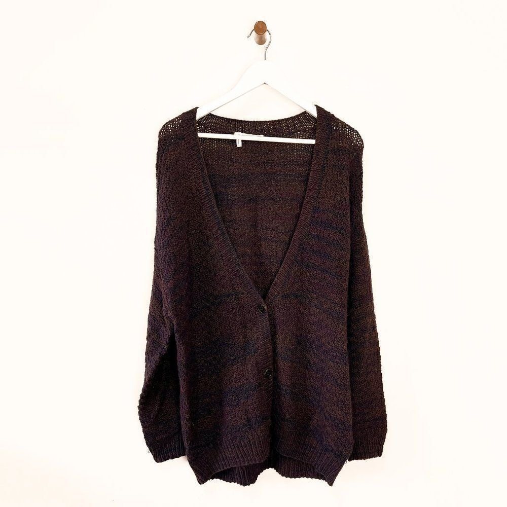 10 Crosby Derek Lam Burgundy Wool Blend Oversized V Neck Button Up Cardigan